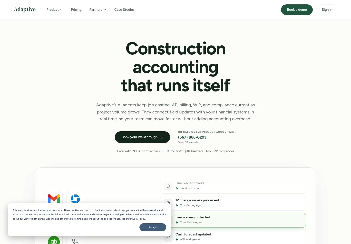 Adaptive homepage — construction accounting that runs itself.