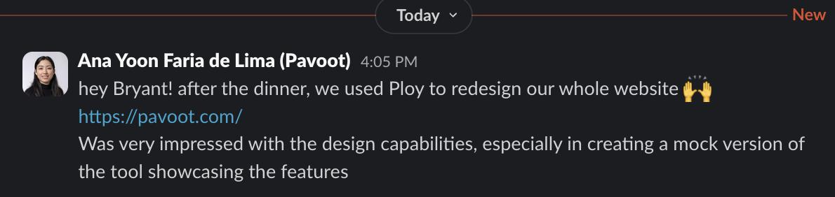 Ana Yoon Faria de Lima talking about Ploy on Slack