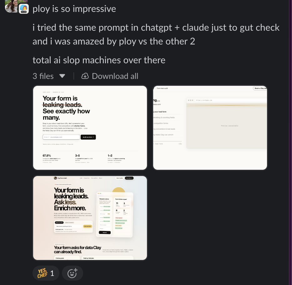 Growth Marketer talking about Ploy on Slack